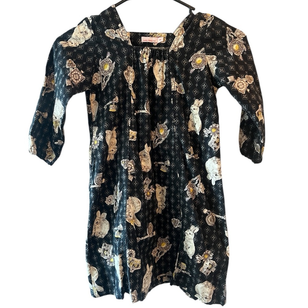 Lucky Wang nyc Unique Whimsical Playful Bunny Dress Girls Size 6